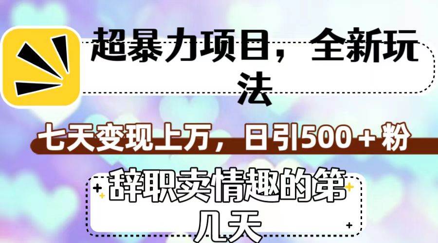 超暴利项目，全新玩法（辞职卖情趣的第几天），七天变现上万，日引500+粉-爱省资源网