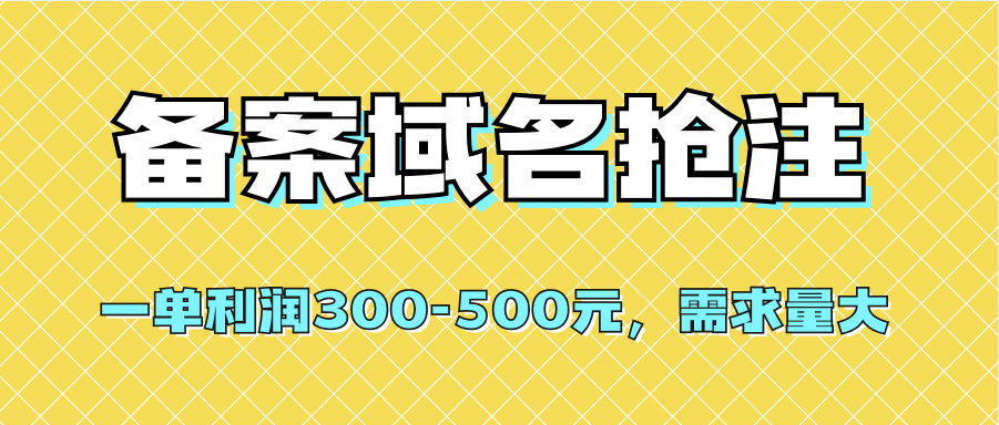 【全网首发】备案域名抢注，一单利润300-500元，需求量大-爱省资源网