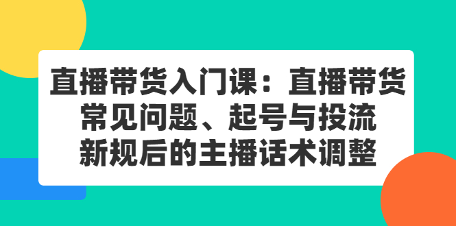直播带货入门课：直播带货常见问题、起号与投流、新规后的主播话术调整-爱省资源网