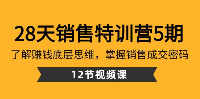 28天·销售特训营5期：了解赚钱底层思维，掌握销售成交密码（12节课）-爱省资源网