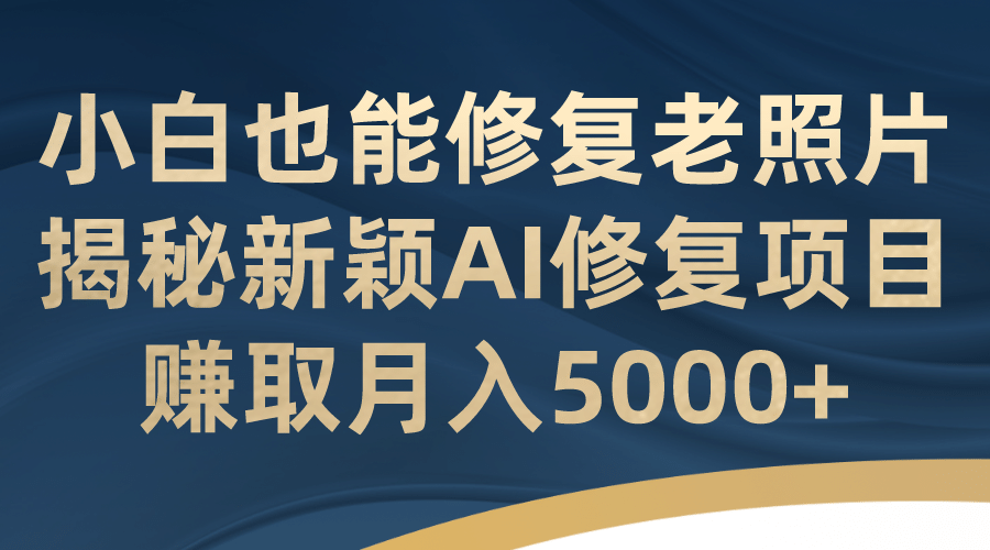小白也能修复老照片！揭秘新颖AI修复项目，赚取月入5000+-爱省资源网