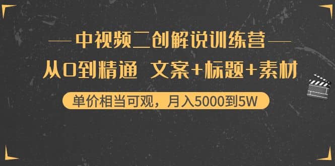 中视频二创解说训练营：从0到精通 文案+标题+素材-爱省资源网