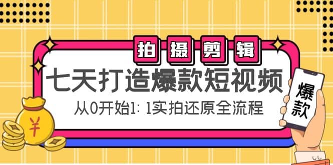 七天打造爆款短视频：拍摄+剪辑实操，从0开始1:1实拍还原实操全流程-爱省资源网