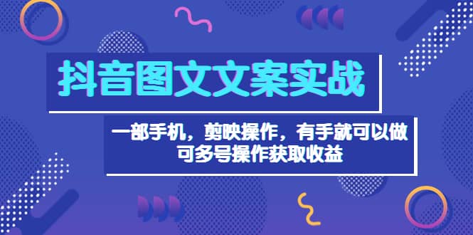 抖音图文毒文案实战：一部手机 剪映操作 有手就能做，单号日入几十 可多号-爱省资源网