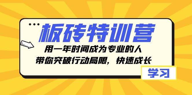 板砖特训营，用一年时间成为专业的人，带你突破行动局限，快速成长-爱省资源网