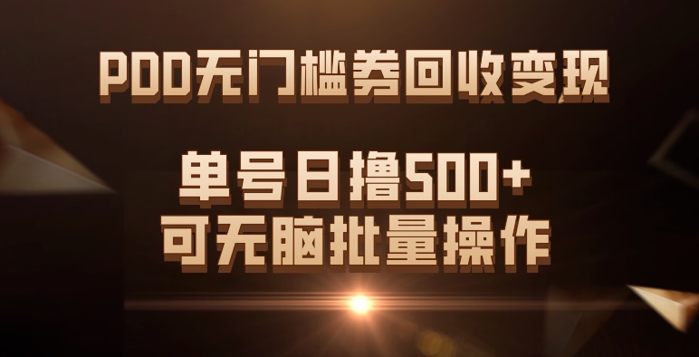 PDD无门槛券回收变现，单号日撸500+，可无脑-爱省资源网