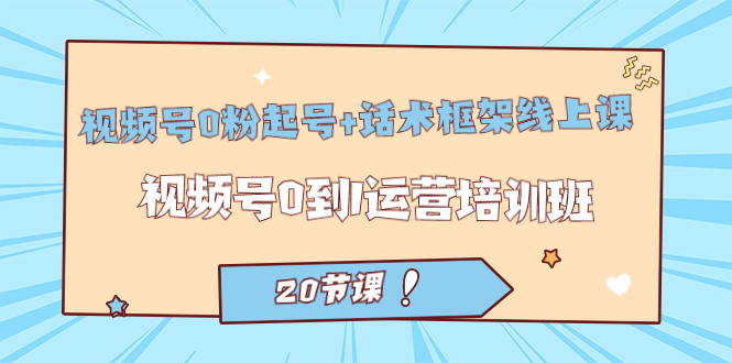 视频号·0粉起号+话术框架线上课：视频号0到1运营培训班（20节课）-爱省资源网
