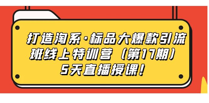 打造淘系·标品大爆款引流班线上特训营5天直播授课！-爱省资源网