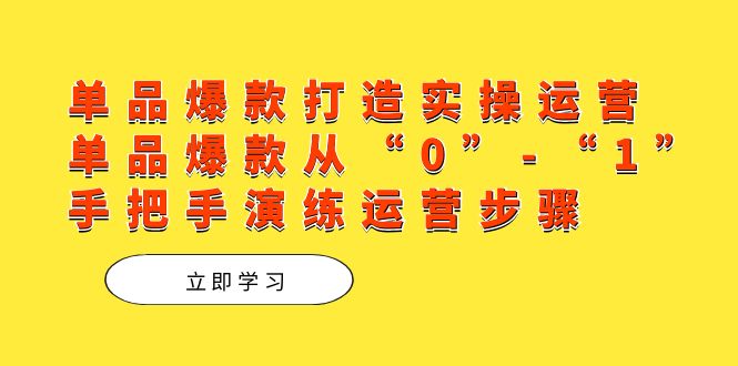 单品爆款打造实操运营，单品爆款从“0”-“1”手把手演练运营步骤-爱省资源网