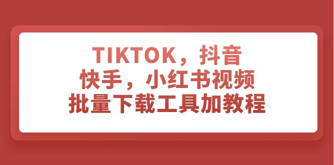 TIKTOK，抖音，快手，小红书视频批量下载工具加教程-爱省资源网
