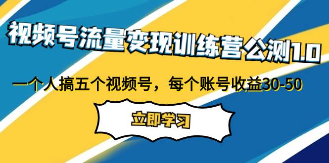 视频号流量变现训练营公测1.0：一个人搞五个视频号，每个账号收益30-50-爱省资源网