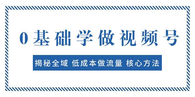 0基础学做视频号：揭秘全域 低成本做流量 核心方法  快速出爆款 轻松变现-爱省资源网
