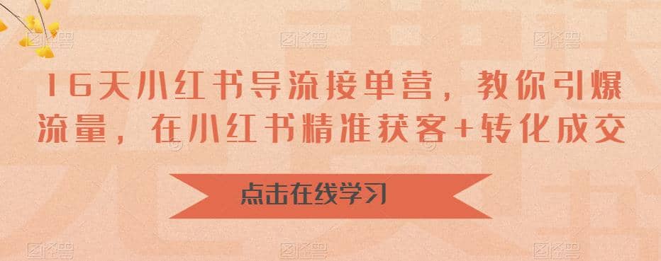 16天-小红书 导流接单营，教你引爆流量，在小红书精准获客+转化成交-爱省资源网