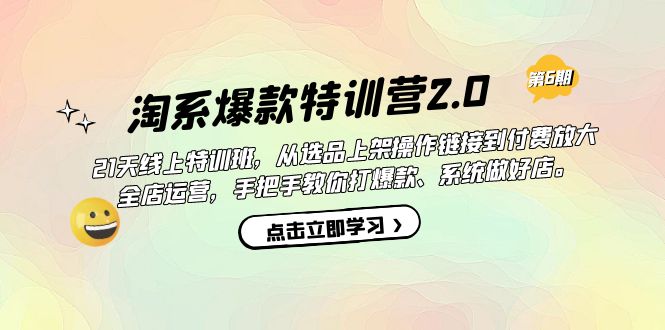 淘系爆款特训营2.0【第六期】从选品上架到付费放大 全店运营 打爆款 做好店-爱省资源网