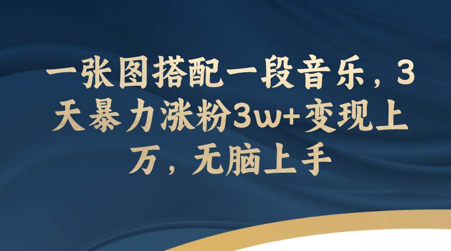 一张图搭配一段音乐，3天暴力涨粉3w+变现上万，无脑上手-爱省资源网