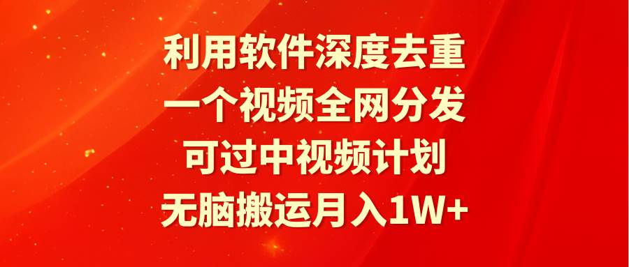 利用软件深度去重，一个视频全网分发，可过中视频计划，无脑搬运月入1W+-爱省资源网