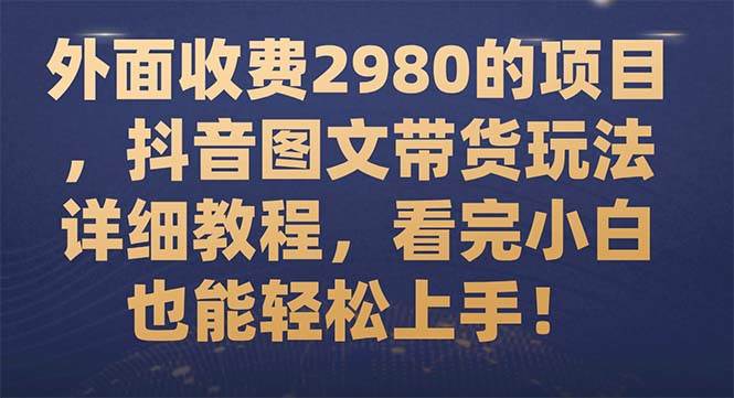 外面收费2980的项目，抖音图文带货玩法详细教程，看完小白也能轻松上手！-爱省资源网