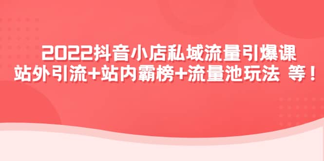 2022抖音小店私域流量引爆课：站外Y.L+站内霸榜+流量池玩法等等-爱省资源网