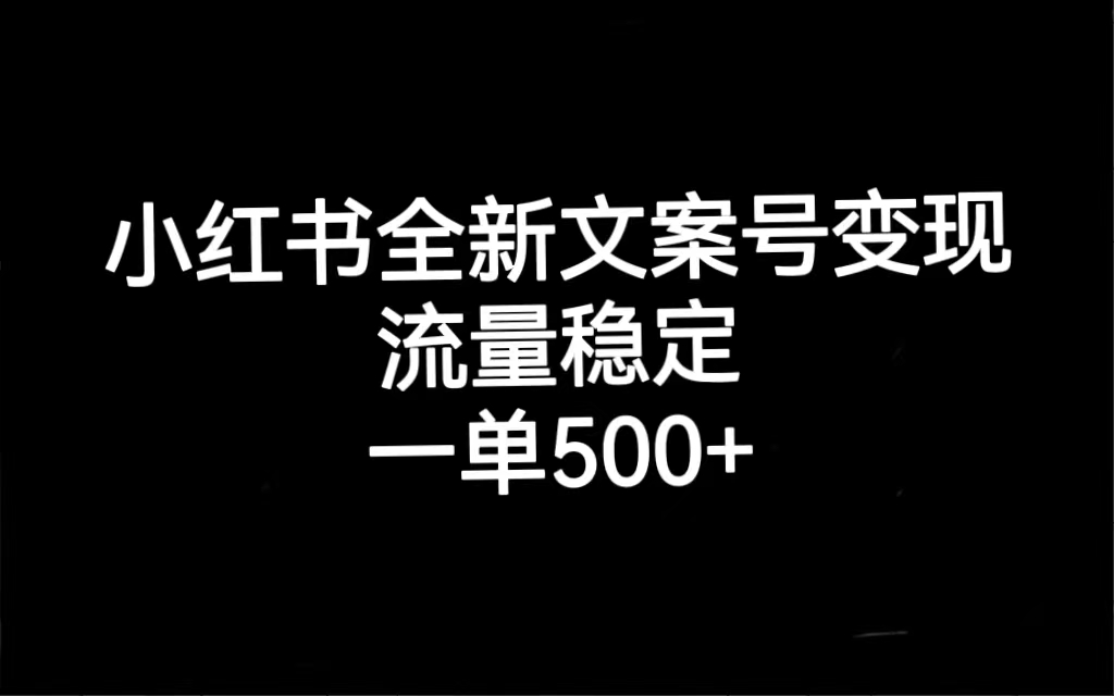 小红书全新文案号变现，流量稳定，一单收入500+-爱省资源网