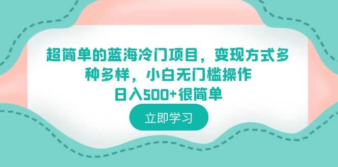 超简单的蓝海冷门项目，变现方式多种多样，小白无门槛操作日入500+很简单-爱省资源网