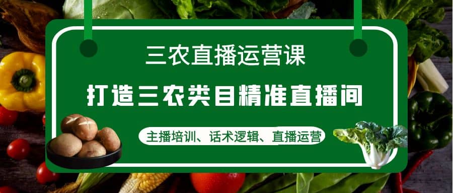 三农直播运营课：打造三农类目精准直播间，主播培训、话术逻辑、直播运营-爱省资源网