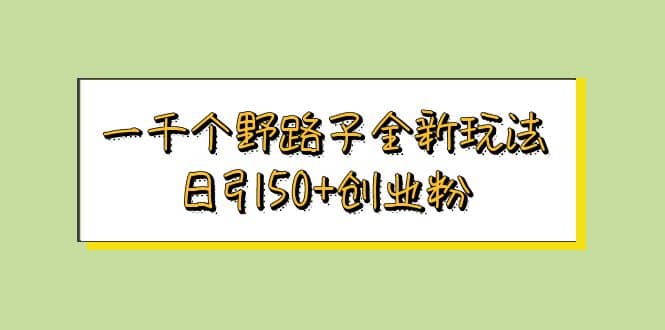 一千个野路子全新玩法 日引50+创业粉-爱省资源网