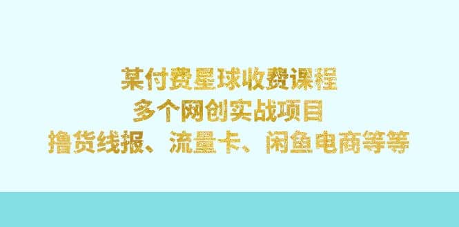 某付费星球课程：多个网创实战项目，撸货线报、流量卡、闲鱼电商等等-爱省资源网
