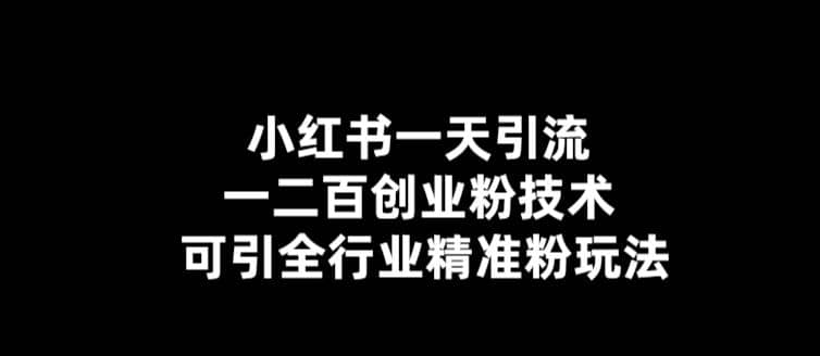 【引流必备】小红书一天引流一二百创业粉技术，可引全行业精准粉玩法-爱省资源网