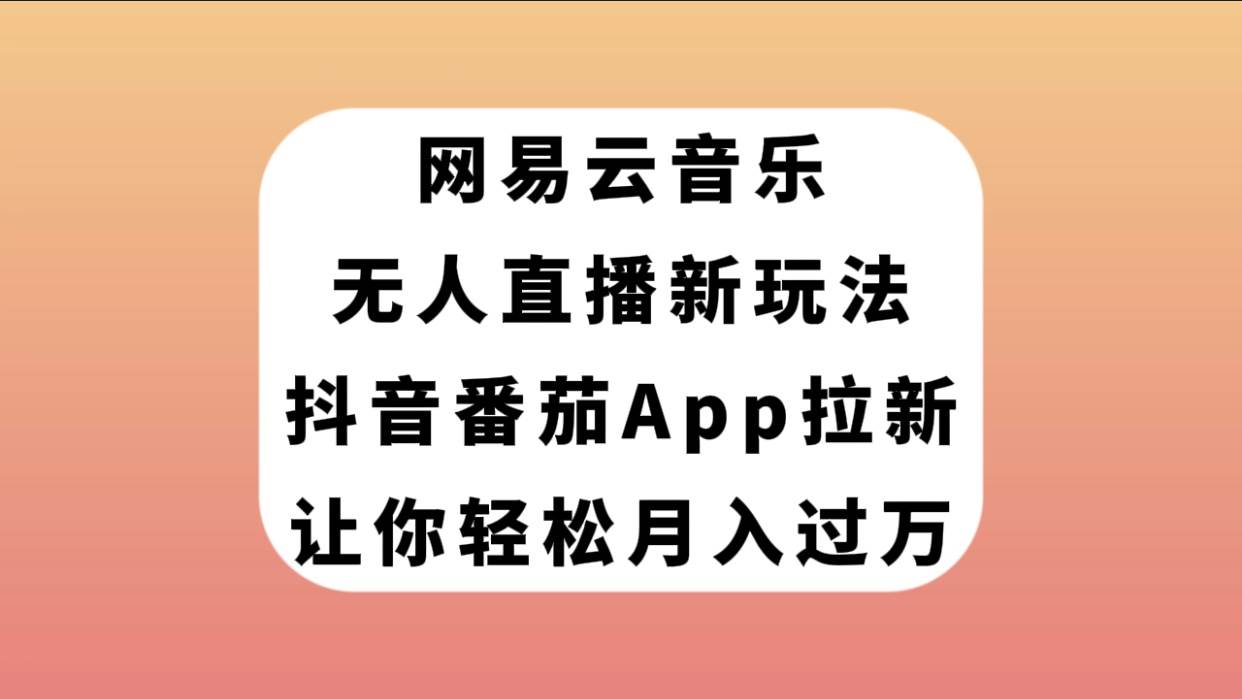 网易云音乐无人直播新玩法，抖音番茄APP拉新，让你轻松月入过万-爱省资源网