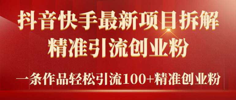 2024年抖音快手最新项目拆解视频引流创业粉，一天轻松引流精准创业粉100+-爱省资源网