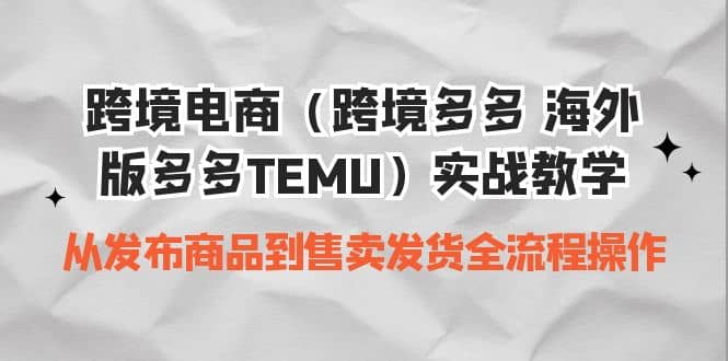 跨境电商（跨境多多 海外版多多TEMU）实操教学 从发布商品到售卖发货全流程-爱省资源网