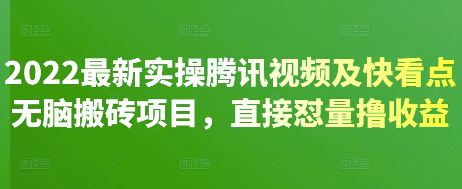 2022最新实操腾讯视频及快看点无脑搬砖项目，直接怼量撸收益-爱省资源网