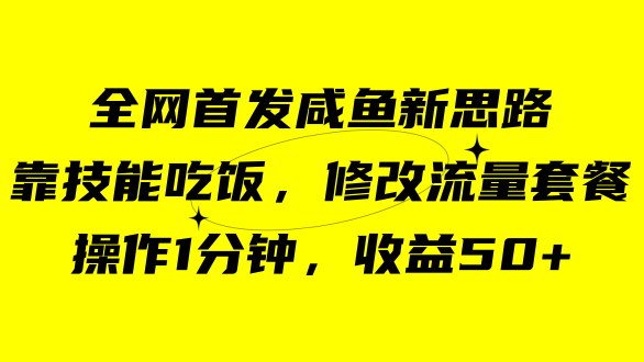 咸鱼冷门新玩法，靠“技能吃饭”，修改流量套餐，操作1分钟，收益50+-爱省资源网