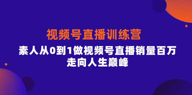 视频号直播训练营，素人从0到1做视频号直播销量百万，走向人生巅峰-爱省资源网