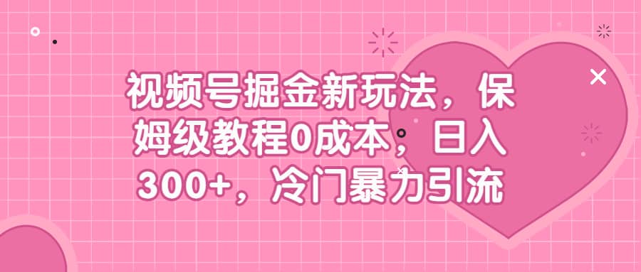 视频号掘金新玩法，保姆级教程0成本，日入300+，冷门暴力引流-爱省资源网