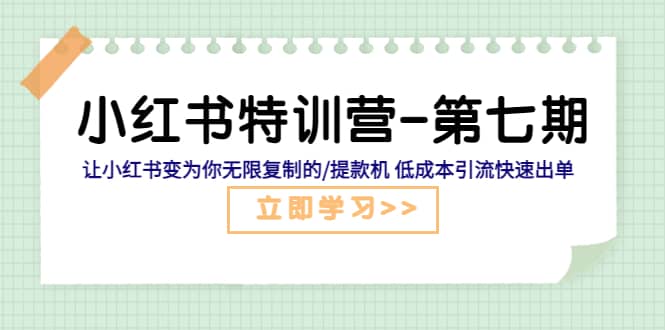 小红书特训营-第七期 让小红书变为你无限复制的/提款机 低成本引流快速出单-爱省资源网