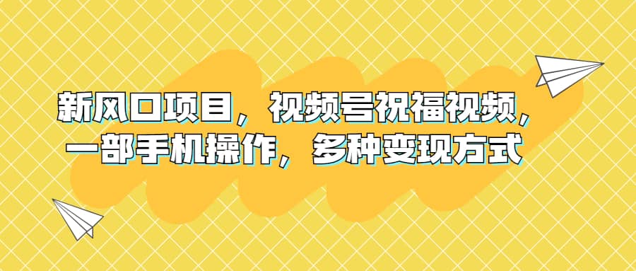 新风口项目，视频号祝福视频，一部手机操作，多种变现方式-爱省资源网