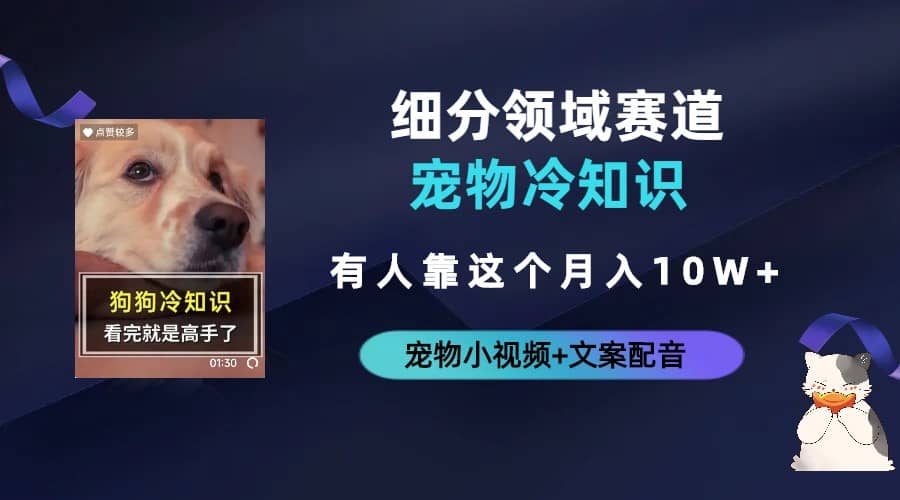 不起眼的抖音细分赛道-宠物冷知识，一段宠物视频配文案，有人靠这个月入10w-爱省资源网