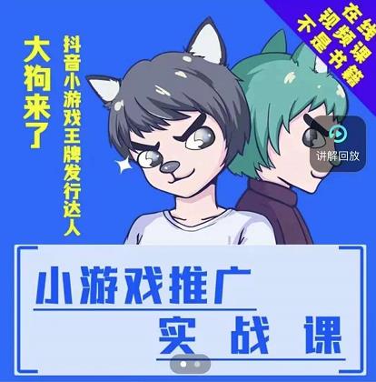 大狗来了：小游戏推广实战课，带你搭建一个游戏推广变现账号-爱省资源网