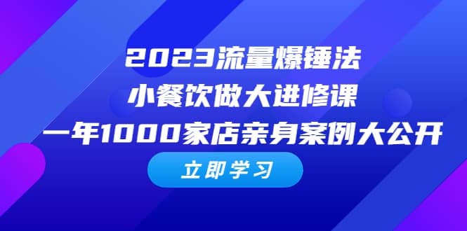2023流量 爆锤法，小餐饮做大进修课，一年1000家店亲身案例大公开-爱省资源网