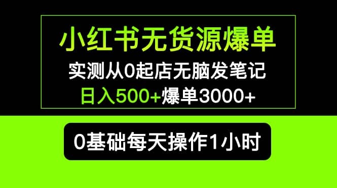 小红书无货源爆单 实测从0起店无脑发笔记爆单3000+长期项目可多店-爱省资源网