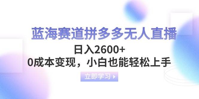 蓝海赛道拼多多无人直播，日入2600+，0成本变现，小白也能轻松上手-爱省资源网