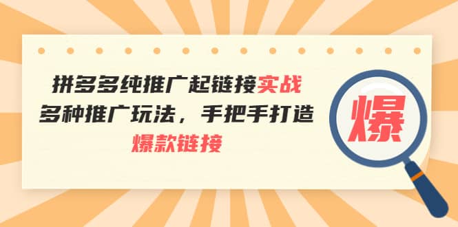 拼多多纯推广起链接实战：多种推广玩法，手把手打造爆款链接-爱省资源网