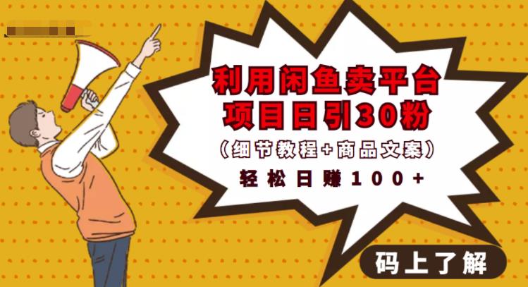 利用闲鱼卖平台项目课程资源日引流30+精准粉丝，轻松日赚100+，积累人脉可实现二次变现（细节教程+商品文案）-爱省资源网