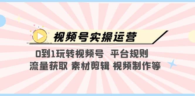 视频号实操运营，0到1玩转视频号 平台规则 流量获取 素材剪辑 视频制作等-爱省资源网