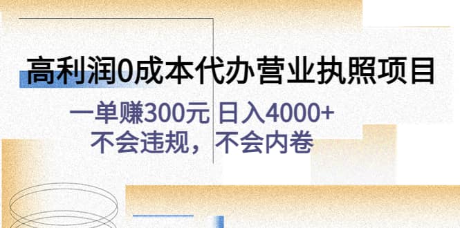 高利润0成本代办营业执照项目：不会违规，不会内卷-爱省资源网