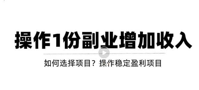 新手如何通过操作副业增加收入，从项目选择到玩法分享！【视频教程】-爱省资源网