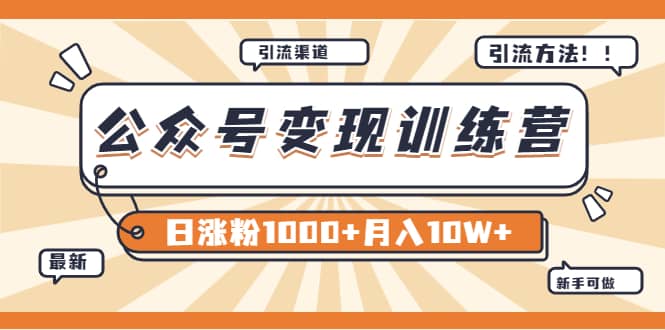 【某公众号变现营第二期】0成本日涨粉1000+让你月赚10W+（8月24号更新）-爱省资源网