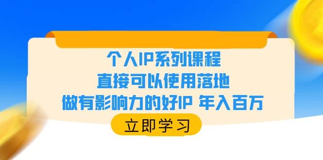 个人IP系列课程，直接可以使用落地，做有影响力的好IP 年入百万-爱省资源网