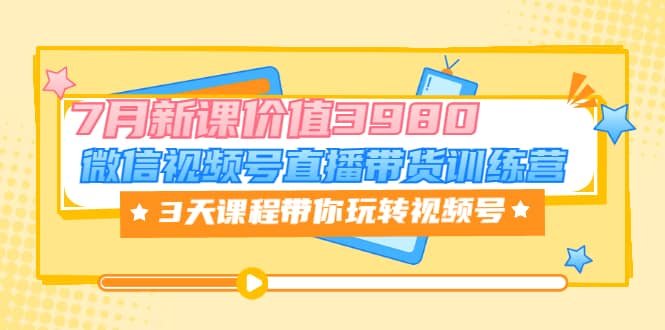 微信视频号直播带货训练营，3天课程带你玩转视频号：7月新课价值3980-爱省资源网
